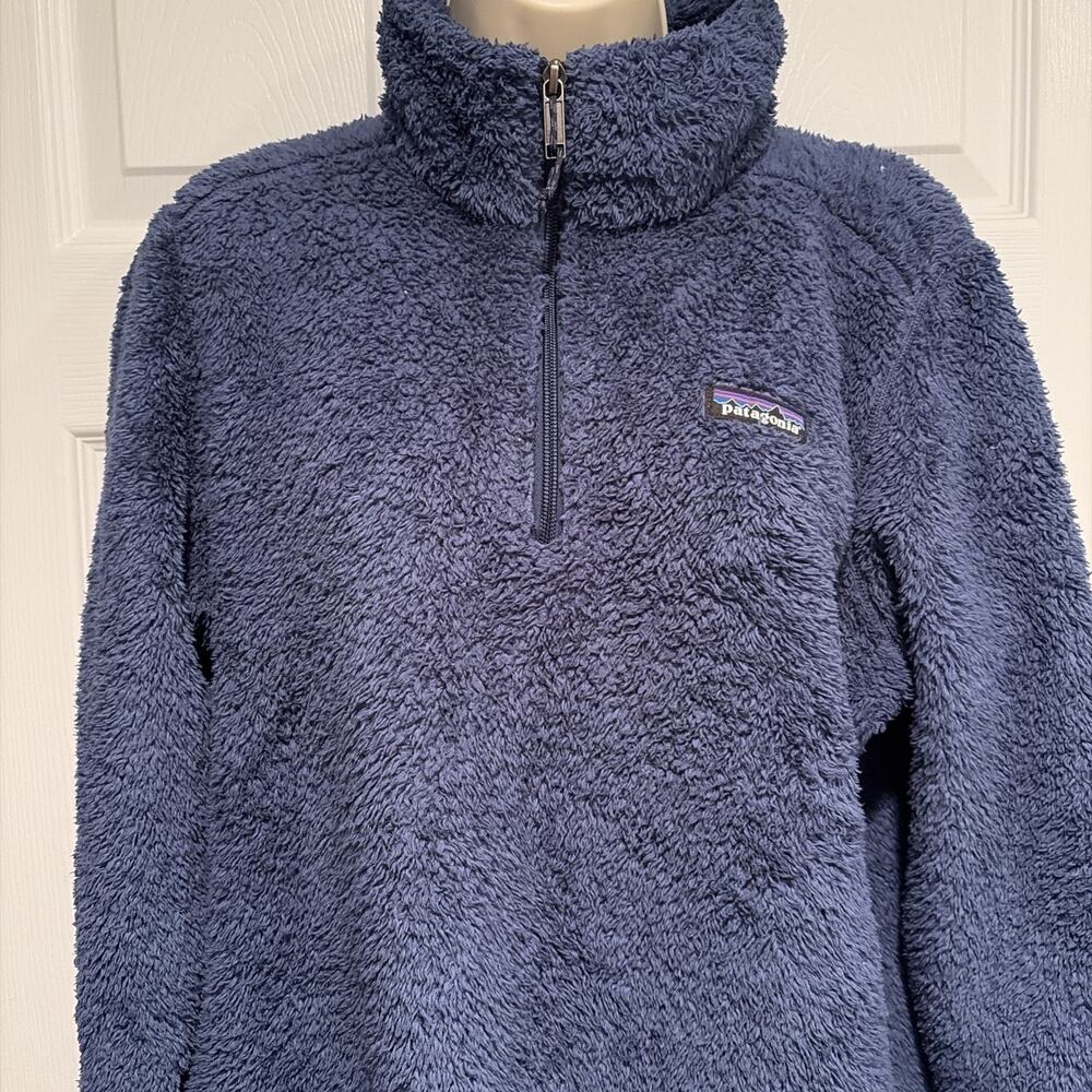 Patagonia Fleece Quarter Zip Pullover jacket coat navy blue Sz Medium warm cozy